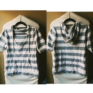 A tee shirt  with a hoodie